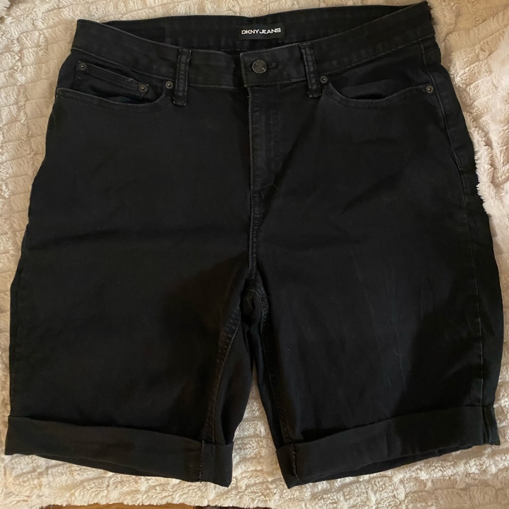 Plus Size DKNY Black Denim Bermuda Shorts Size 16